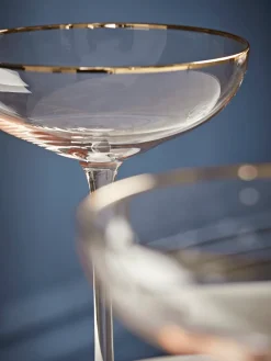 Four Gold & Blush Champagne Coupes