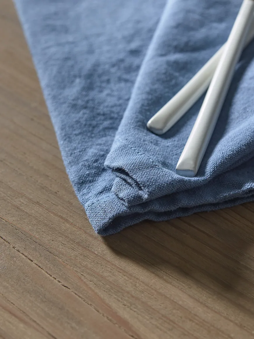 Four Linen & Cotton Napkins - Nordic Blue