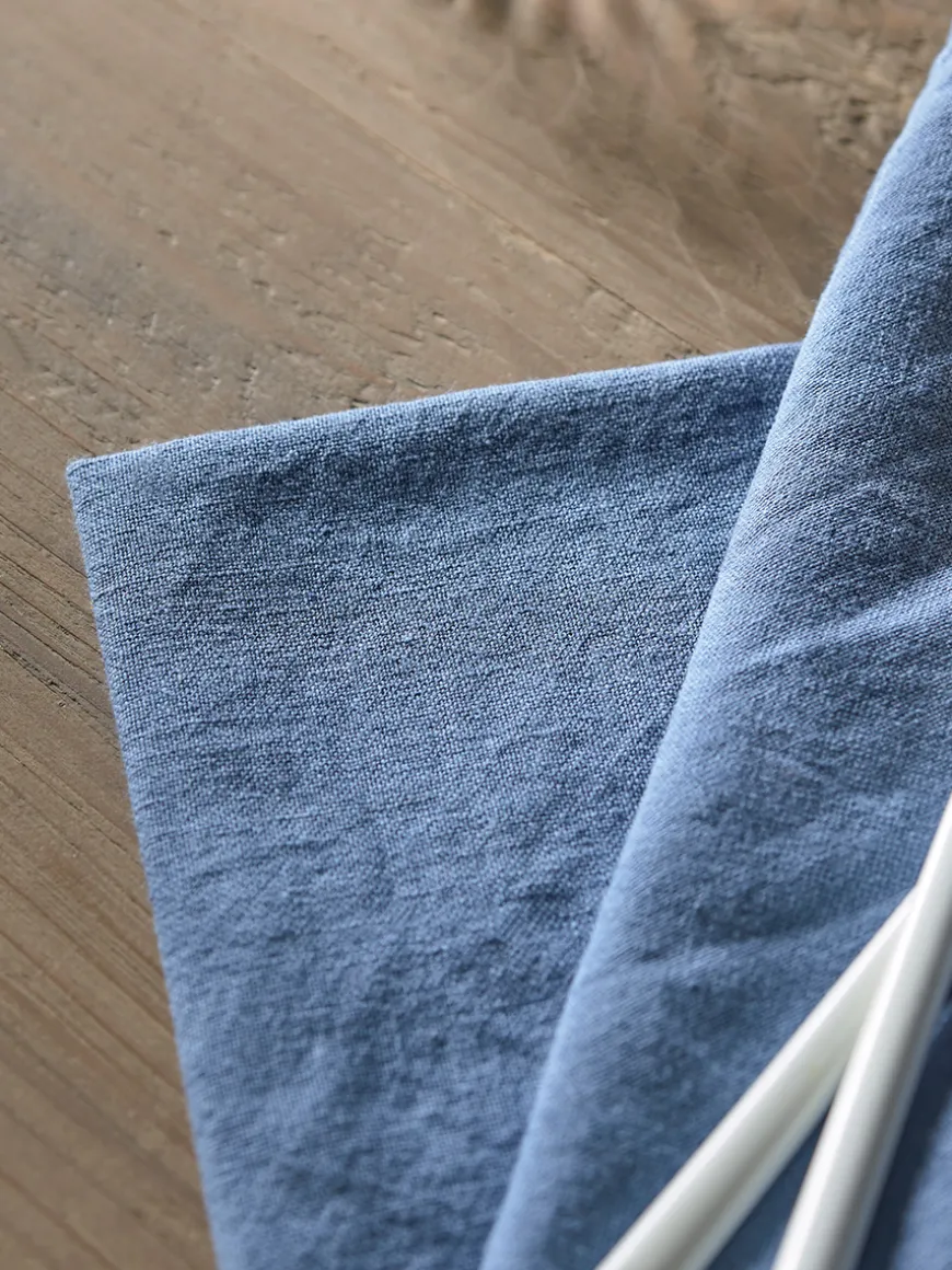 Four Linen & Cotton Napkins - Nordic Blue