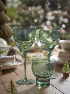Four Olive Wine Glasses