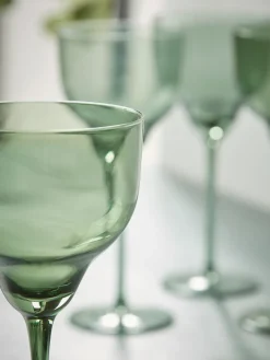 Four Olive Wine Glasses