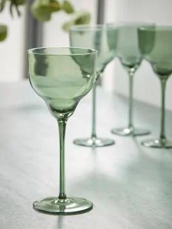 Four Olive Wine Glasses