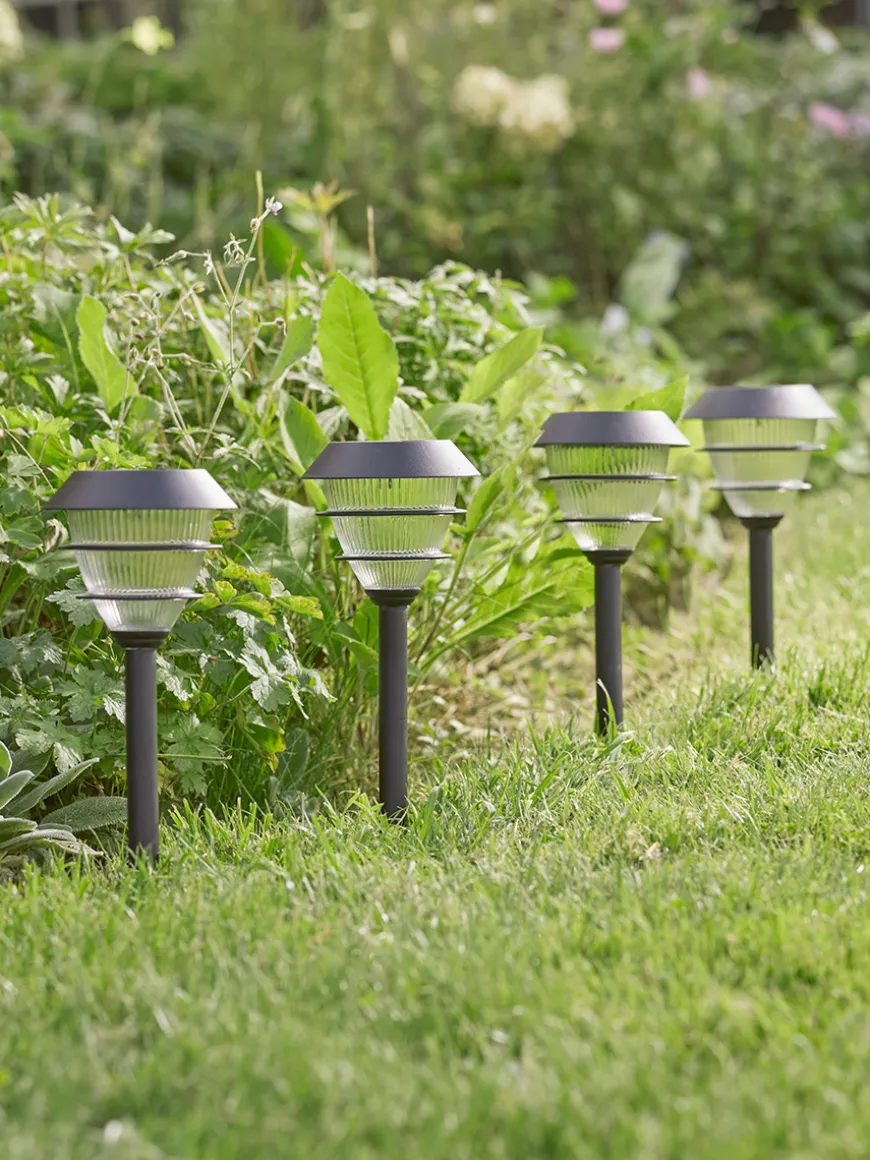 Four Solar Tiered Stake Lights