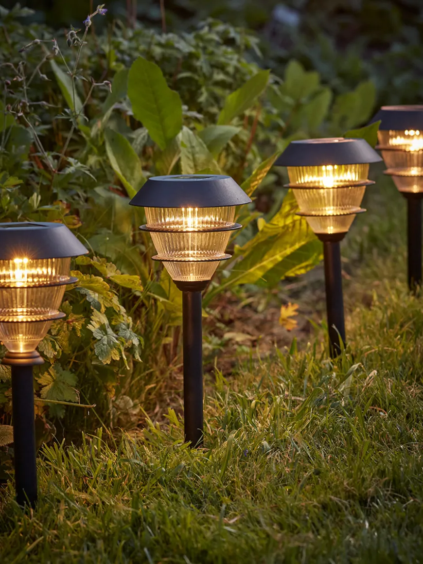 Four Solar Tiered Stake Lights