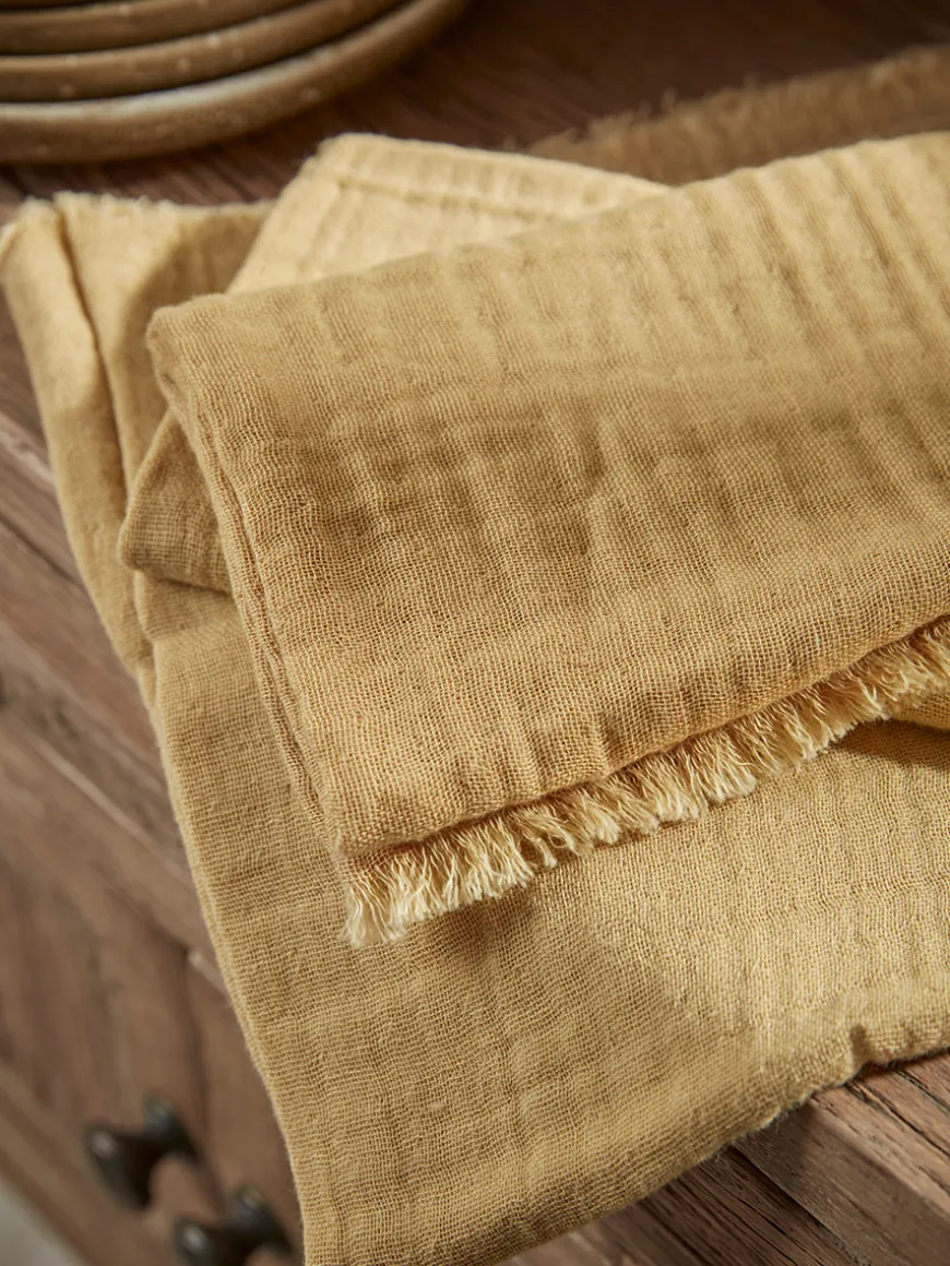 Four Waffle Napkins - Ochre