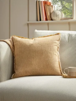 Frayed Edge Cushion - Buttercup