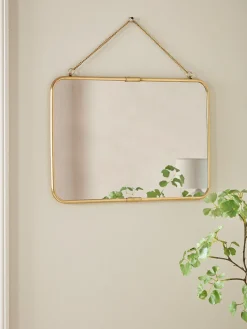 French Hanging Mirror - Antique Brass