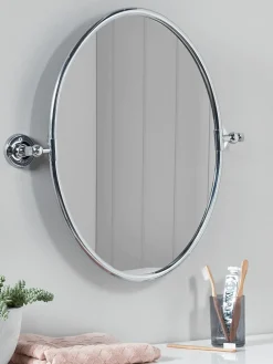 French Oval Mirror - Antique Silver