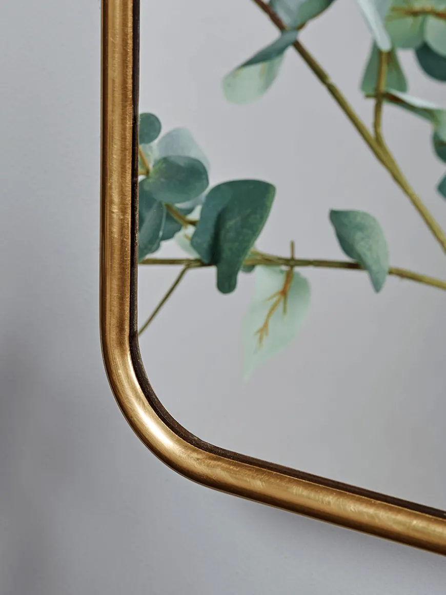 French Rectangle Wall Mirror - Brass