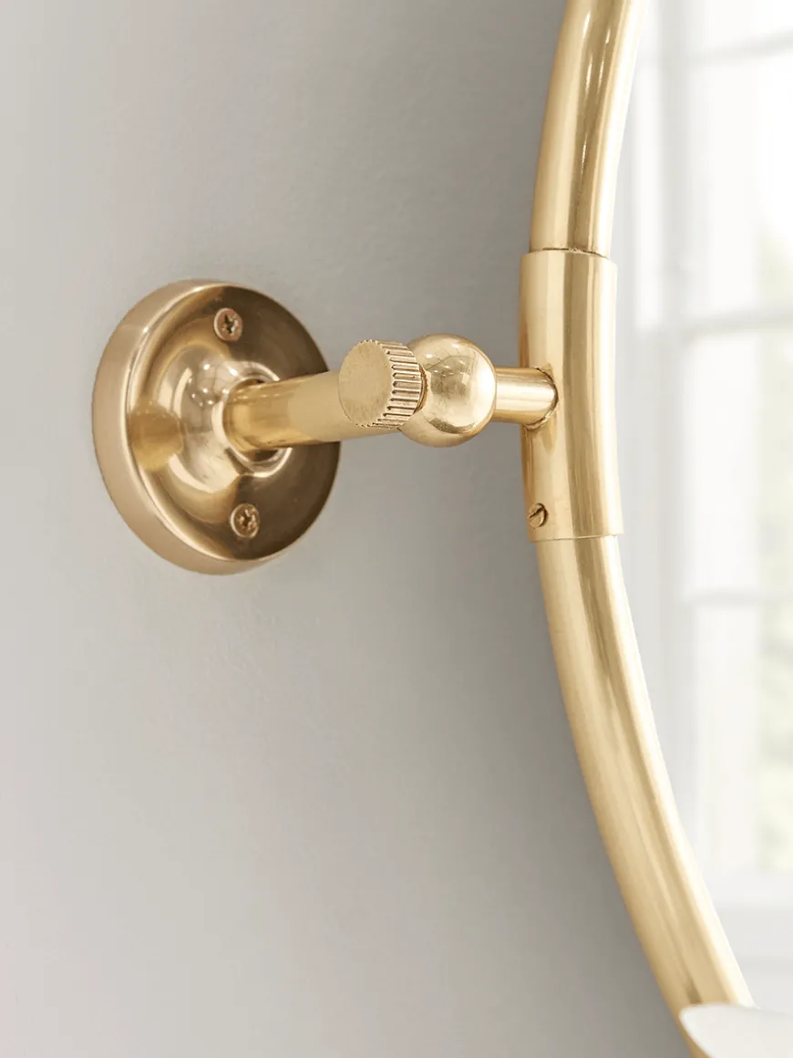 French Round Wall Mirror - Brass