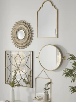 French Round Wall Mirror - Brass
