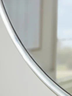 French Round Wall Mirror - Antique Silver