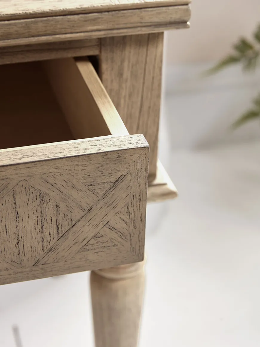 Geometric Parquet Single Drawer Bedside Table
