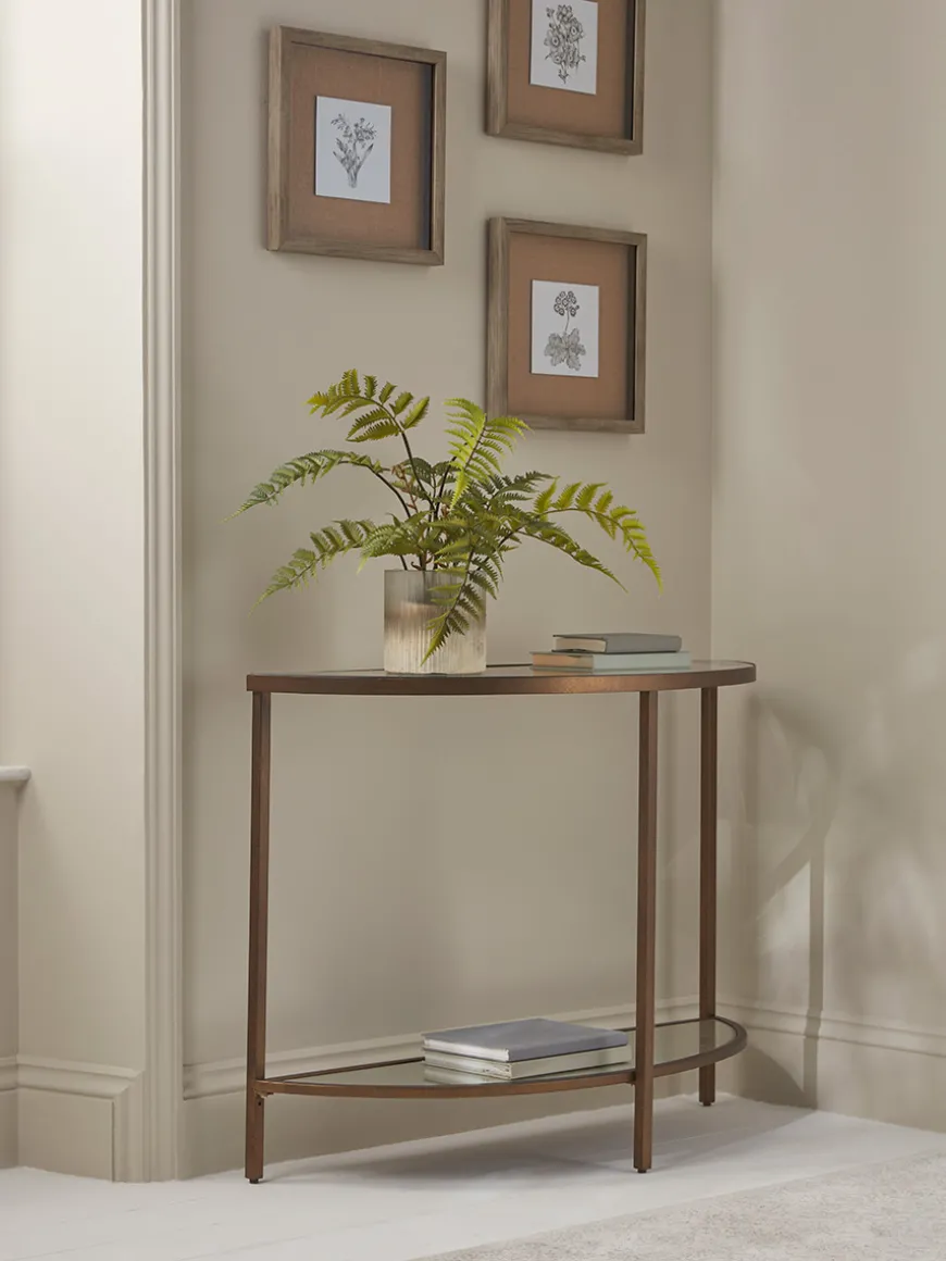 Glass Display Console Table - Aged Bronze