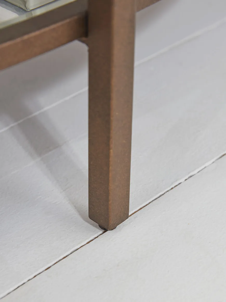 Glass Display Console Table - Aged Bronze
