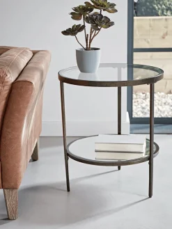 Glass Display Side Table - Aged Bronze