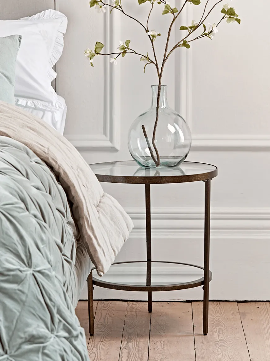 Glass Display Side Table - Aged Bronze