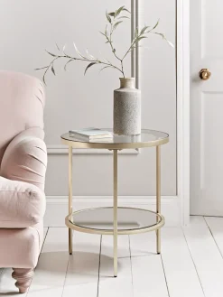 Glass Display Side Table - Soft Gold