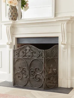 Grey Metal Fire Screen