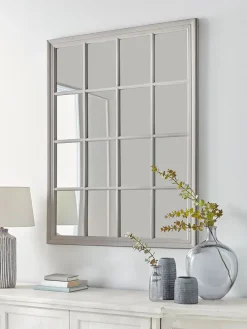 Grey Panelled Window Mirror