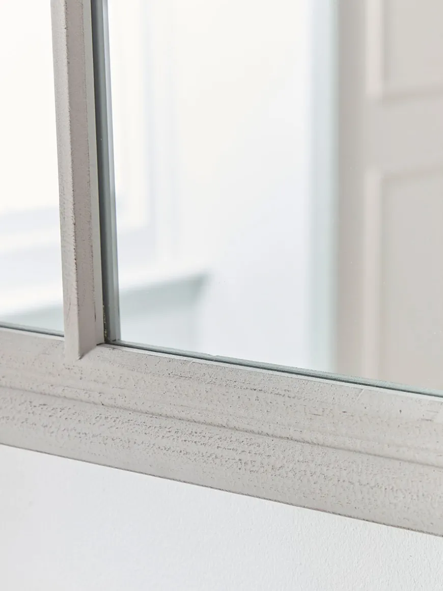 Grey Panelled Window Mirror