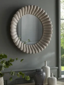 Grey Scalloped Mirror