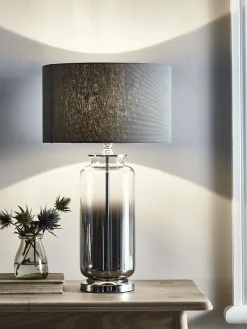 Grey Smoked Glass Table Lamp