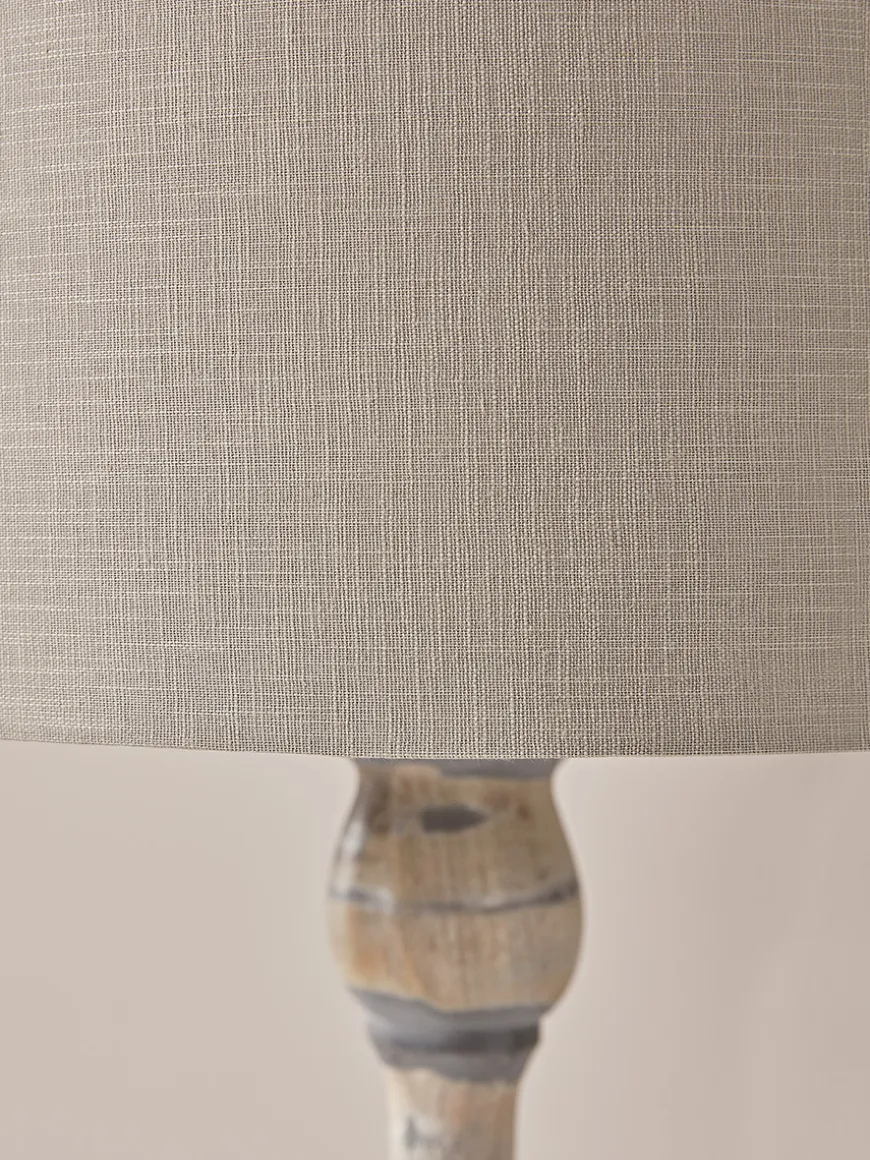 Grey Washed Turned Floor Lamp