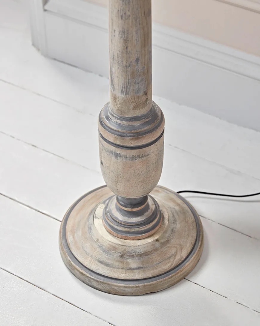 Grey Washed Turned Floor Lamp