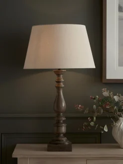 Greywash Turned Table Lamp