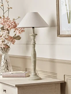 Greywashed Turned Table Lamp
