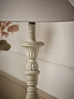 Greywashed Turned Table Lamp