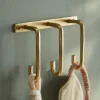 Hammered Brass Triple Hook