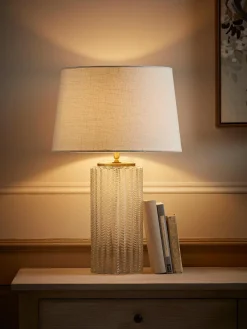 Herringbone Glass Column Table Lamp