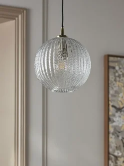 Herringbone Glass Pendant - Round