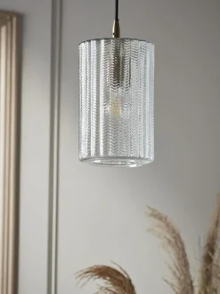 Herringbone Glass Pendant - Column