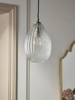 Herringbone Glass Pendant - Droplet