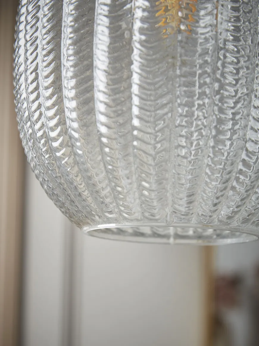 Herringbone Glass Pendant - Droplet