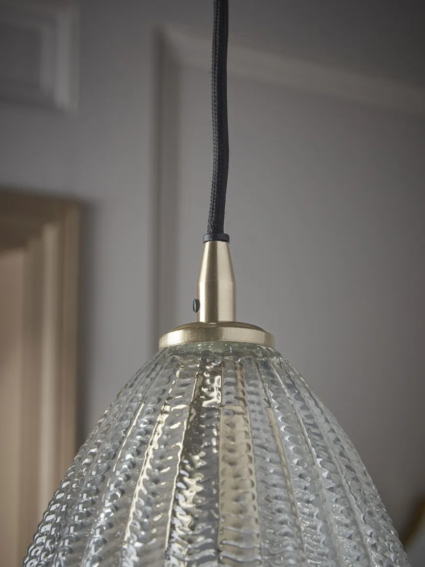Herringbone Glass Pendant - Droplet