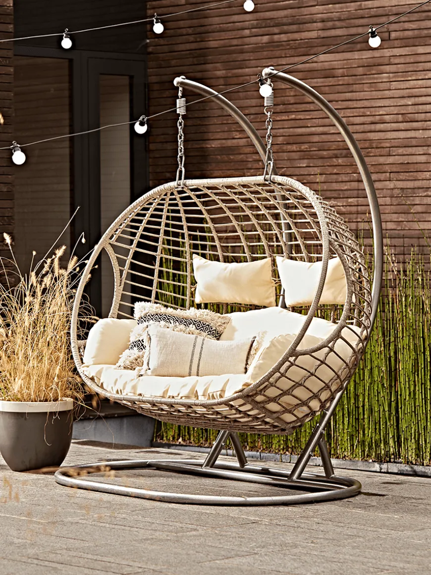 Indoor Outdoor Double Hanging Chair - Grey