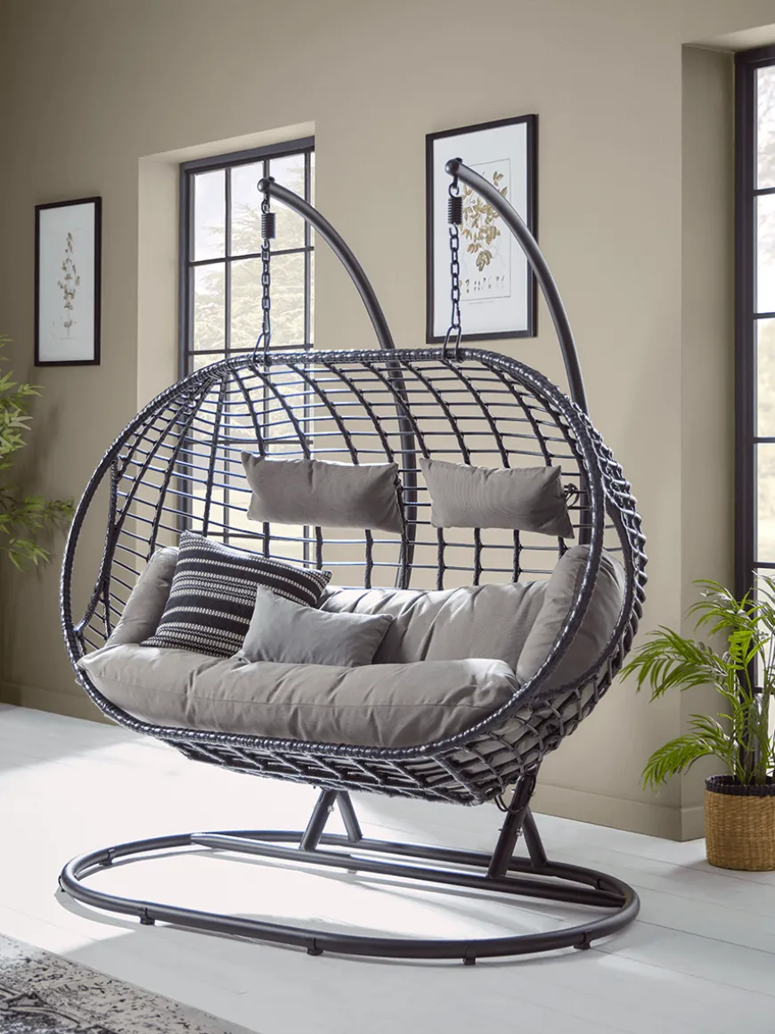 Indoor Outdoor Double Hanging Chair - Black