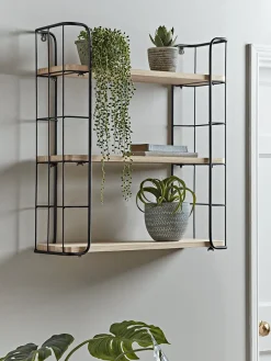 Industrial Wood & Metal Shelf Unit - Large