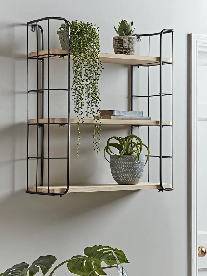 Industrial Wood & Metal Shelf Unit - Large