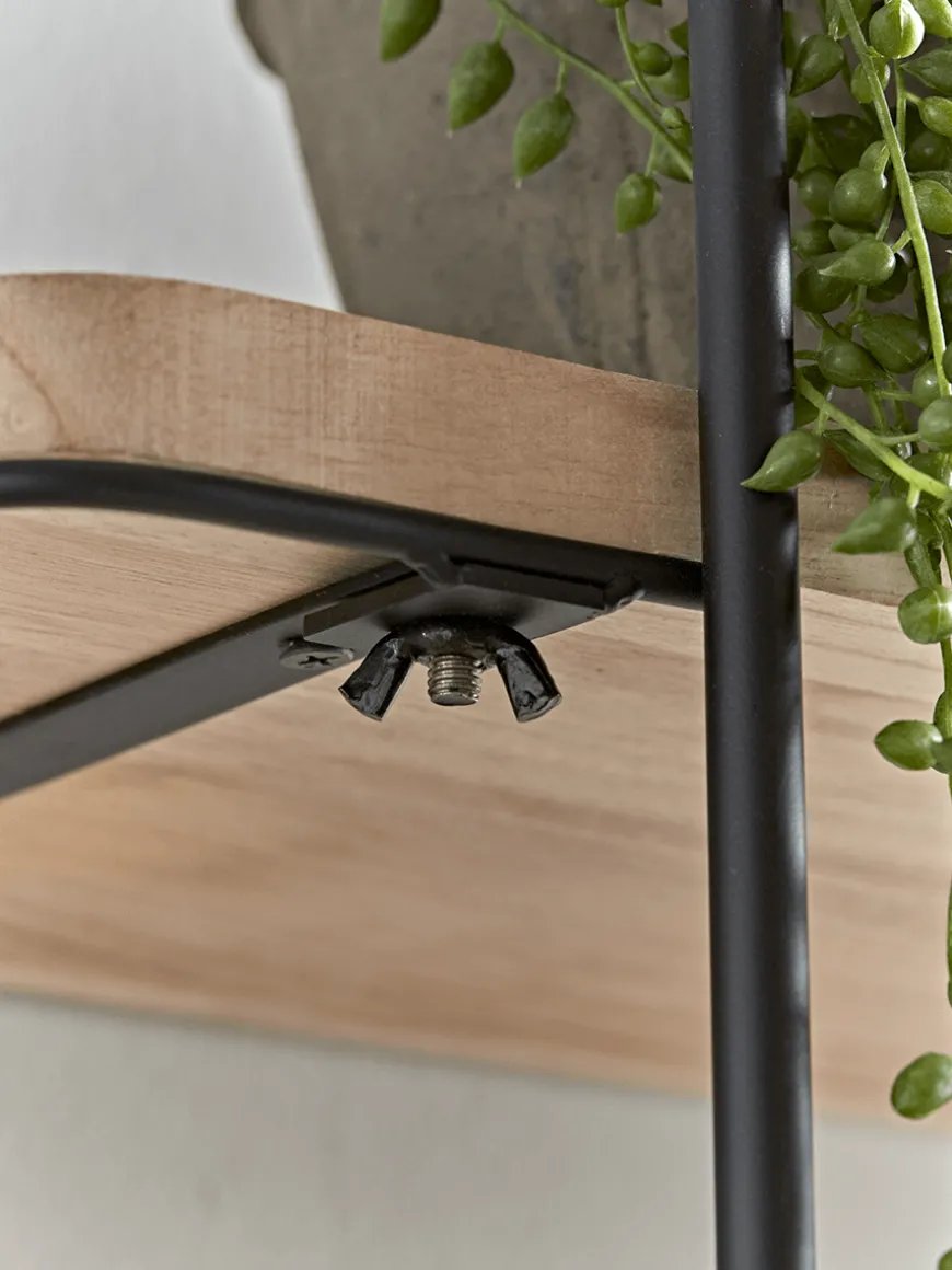 Industrial Wood & Metal Shelf Unit - Large