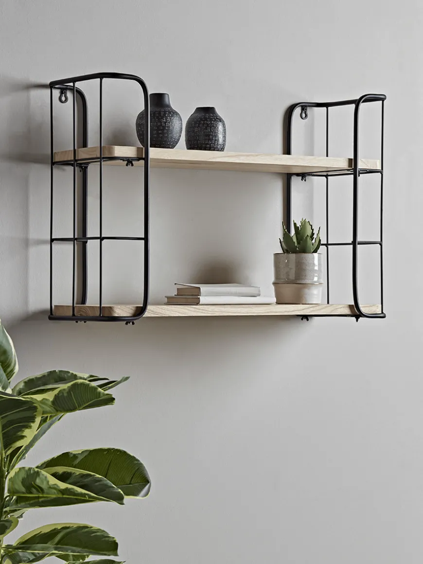 Industrial Wood & Metal Shelf Unit - Small
