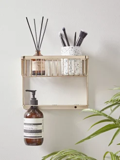 Iron Bathroom Shelf - Brass
