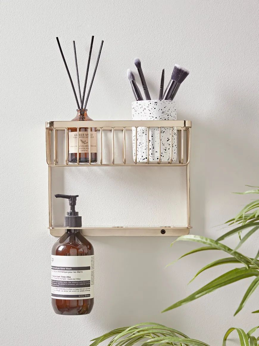Iron Bathroom Shelf - Brass