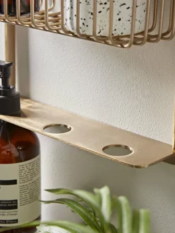 Iron Bathroom Shelf - Brass