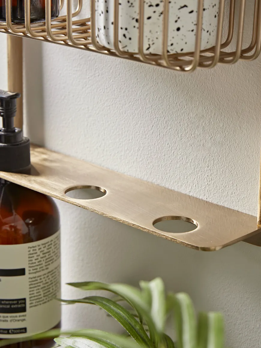 Iron Bathroom Shelf - Brass