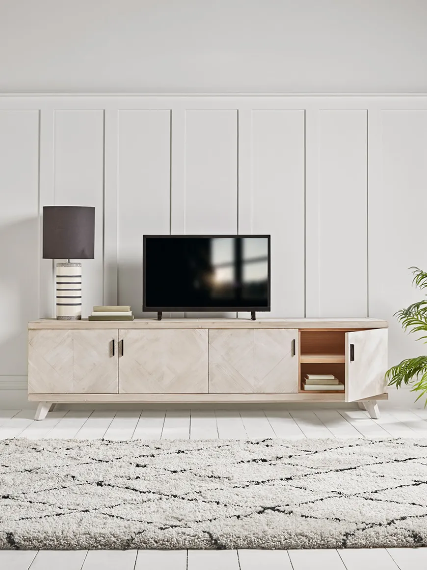 Limewashed Parquet Media Unit